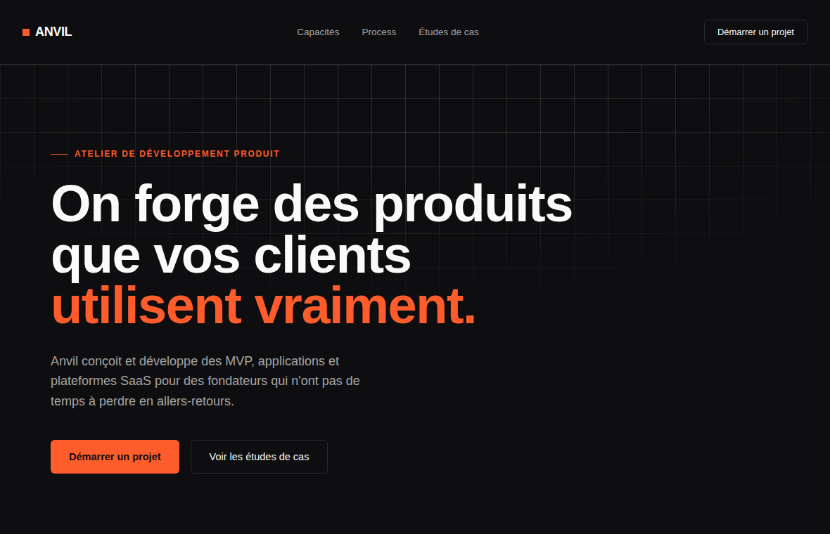 Page d'accueil Anvil