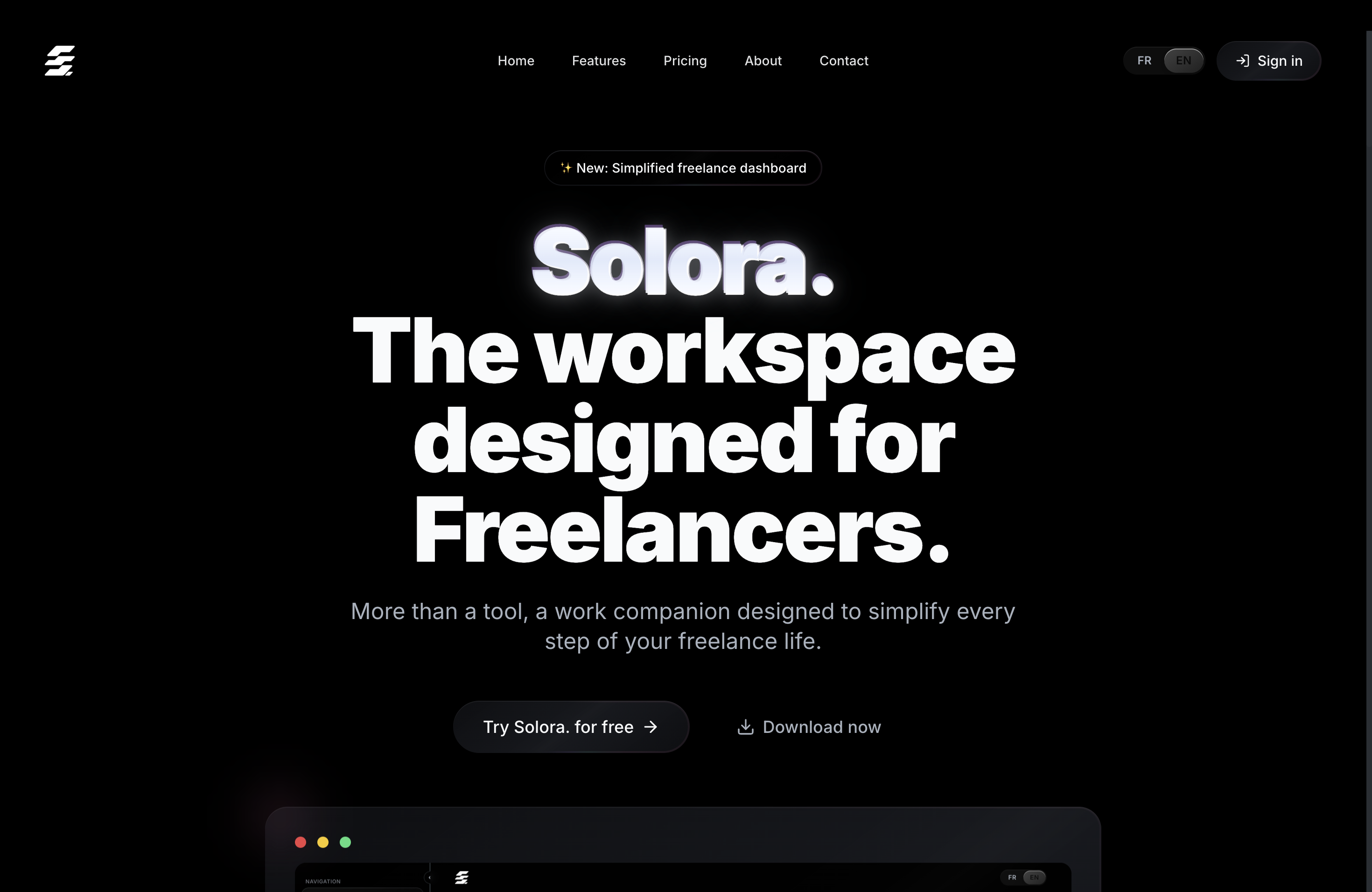 Page d'accueil Solora
